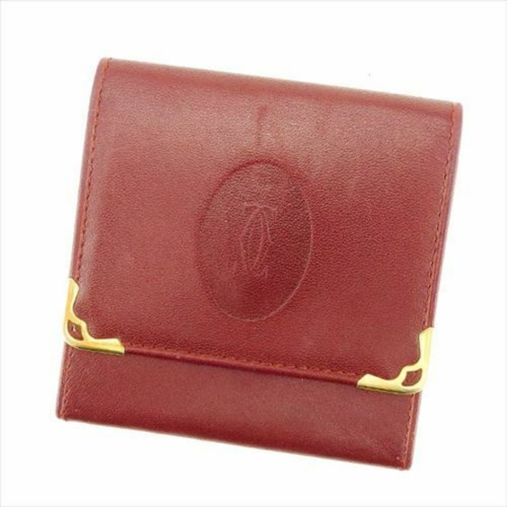 Cartier Wallet Purse Coin Purse Mastline Red leather Woman Authentic Used Q544